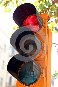 Traffic light to regulate traffic flow photo