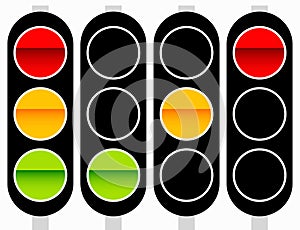 Traffic light, traffic lamp icon in set. Semaphore with green, y