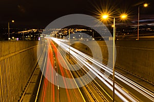 Traffic light trails on Newcastle bypass