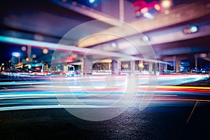 Traffic light trails on urban street in city of China