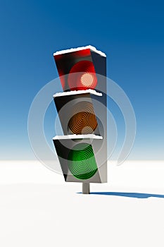 Traffic light under the snow