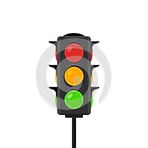 Traffic light vector icon signal. Stoplight isolated illustration sign red green and yellow