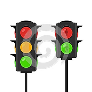 Traffic light vector icon signal. Stoplight isolated illustration sign red green and yellow
