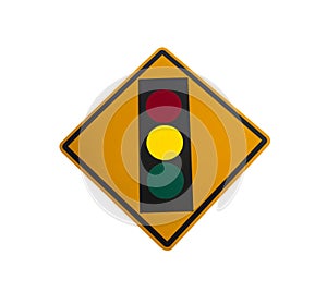 Traffic light warning sign green yellow red isolated on a white background