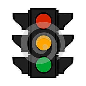 Traffic lights colorful cartoon Stoplight sign. Icon traffic light isolated on white.