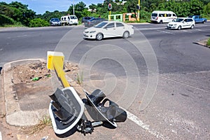 Traffic Lights Fallen Pole Accident Road