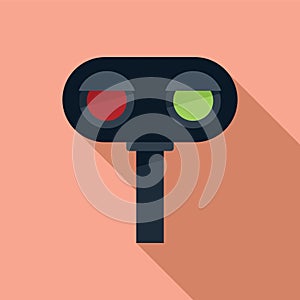 Traffic lights icon flat vector. Train road
