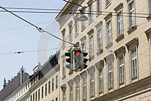 Traffic lights at the intersection of streets in Vienna