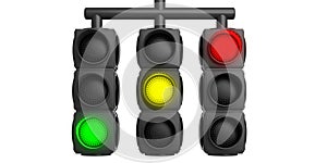 Traffic lights isolated on white background. 3d illustration