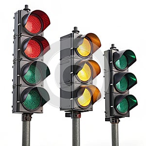 Traffic lights isolated on white background
