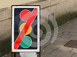 Traffic Lights Out of Order Sign on the Street