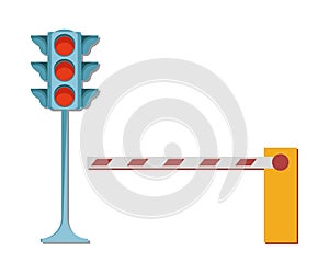 Traffic Lights Red Barrier Not Allowing to Enter