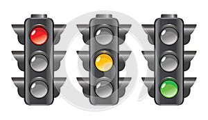 Traffic lights red, yellow and green light