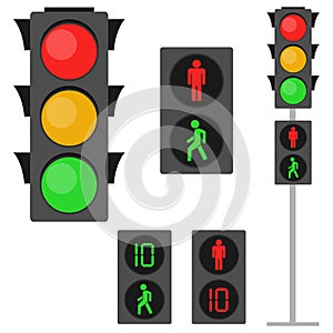 Traffic lights, traffic lights for pedestrians. Pedestrian traffic light.