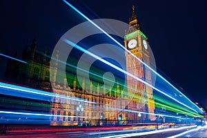 Traffic through London at night