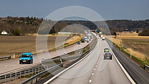 Traffic on motorway E6-E20 in Halland Sweden