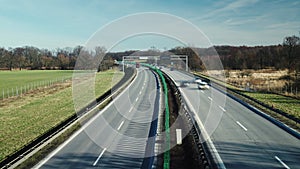 Traffic on motorway with motion blurred cars