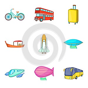 Traffic network icons set, cartoon style