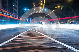 Traffic at night on a chinese urban highway