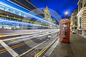 Traffic at night in London