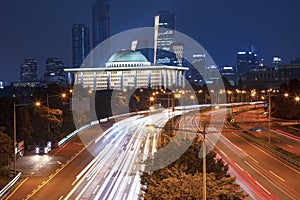 Traffic at night of Seoul City South Korea