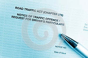 Traffic offence notice letter photo