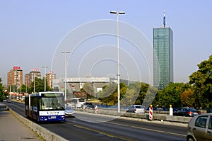 Traffic outside Usce Shopping Center, Belgrade, Serbia