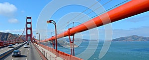 Traffic over the Golden Gate Bridge in San Francisco, CA