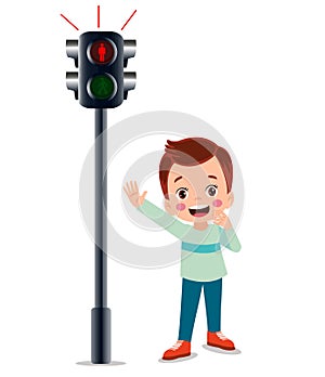 Traffic pedestrian light and cute boy