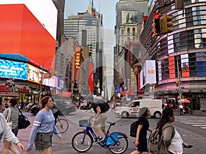 Traffic and People at Times Square in New York City