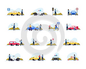 Traffic Police Flat Recolor Icon Set