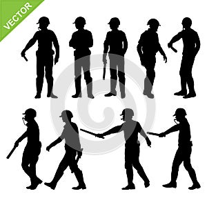 Traffic police silhouettes vector