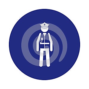 traffic policeman silhouette icon in badge style. One of Special services collection icon can be used for UI, UX