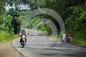 Traffic on poor Asian highway