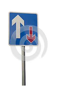 Traffic priority road sign isolated on white