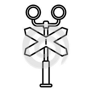 Traffic railroad light and sign icon outline vector. Transport caution