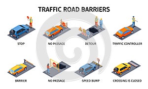 Traffic Road Barriers Compositions Set