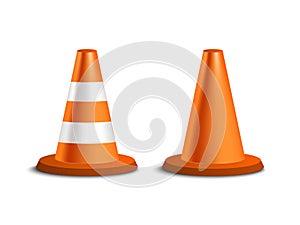 Traffic road cone isolated on white background, vector