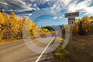 Traffic Road Sign in Alberta Rocky Mountain Foothills