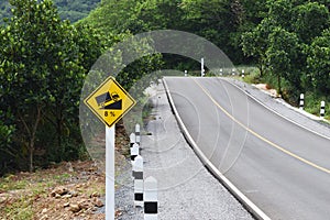 Traffic road sign warning up to hill steep climb 8%