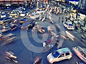 Traffic in roundabout in Hanoi