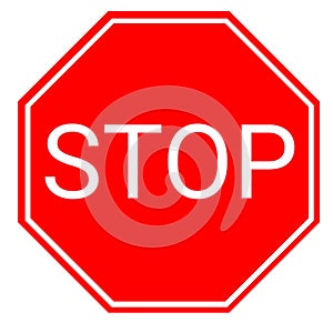 Stop sign or stop symbol with white background.