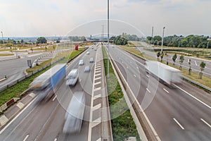 Traffic rushing past on freeway