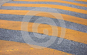 Traffic safety speed bump on the road