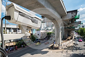 The traffic security CCTV camera operating on road detecting traffic