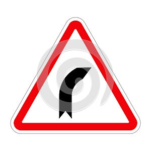 Traffic sign BEND TO RIGHT on white, illustration
