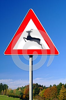 Traffic sign deer pass