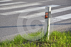 Traffic sign determinate the edge of road photo
