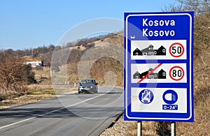 Traffic sign at the entrance to the Republic of Kosovo