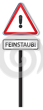 Traffic sign with exclamation mark with the German text Feinstaub Vector